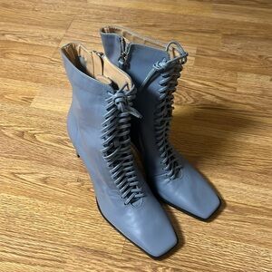 NWT Zara blue leather ankle boots (unworn)